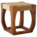 Orsina Boho Sheesham Wood and Handwoven Jute Stool – Natural Accent