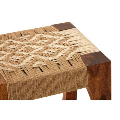 Orsina Boho Sheesham Wood and Handwoven Jute Stool – Natural Accent