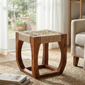 Orsina Boho Sheesham Wood and Handwoven Jute Stool – Natural Accent