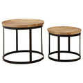 Orsina Mango Wood Nesting Tables | Set of 2 Boho Black Metal Side Tables