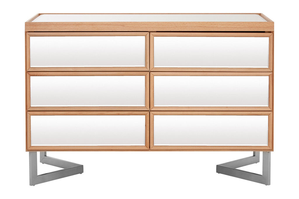 Orsina Kensington 6 Drawer Chest – Mirrored Pine Bedroom Dresser