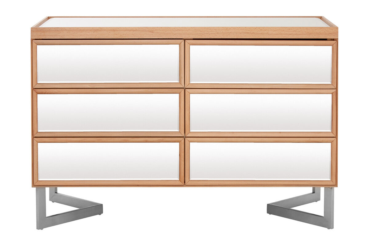 Orsina Kensington 6 Drawer Chest – Mirrored Pine Bedroom Dresser