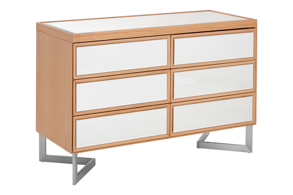 Orsina Kensington 6 Drawer Chest – Mirrored Pine Bedroom Dresser