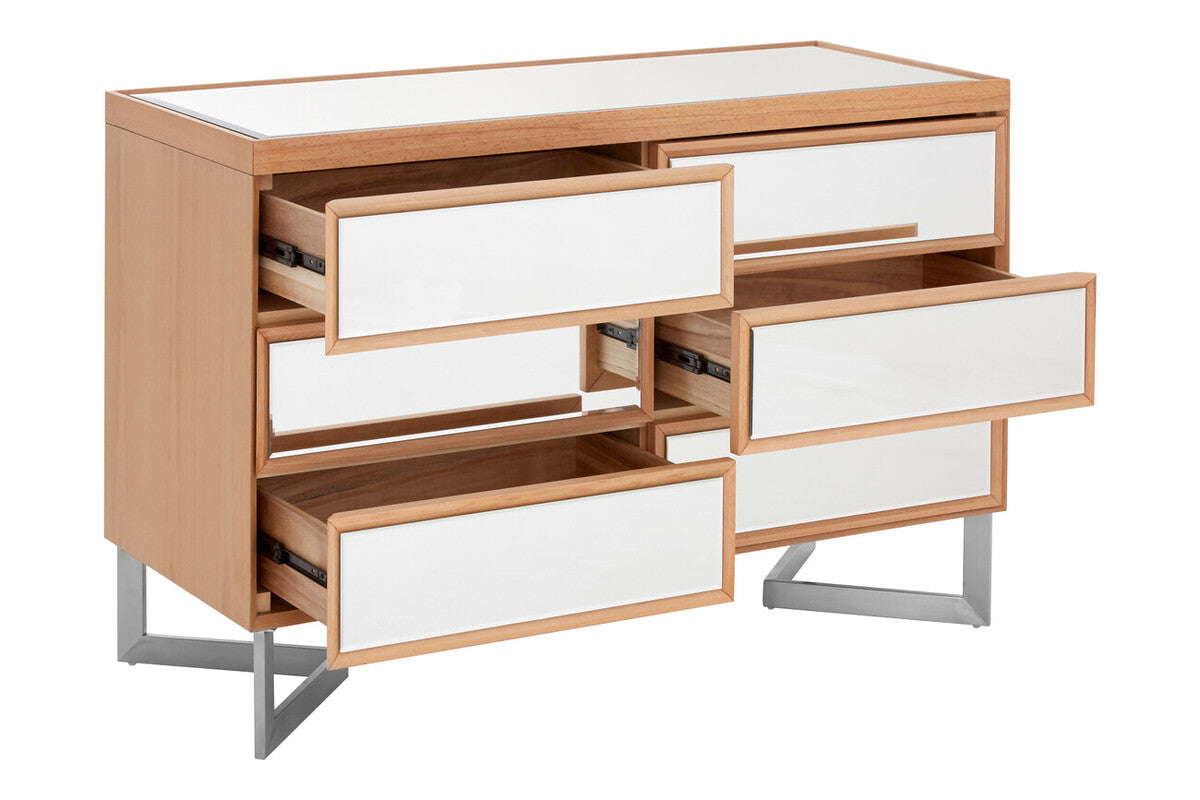 Orsina Kensington 6 Drawer Chest – Mirrored Pine Bedroom Dresser