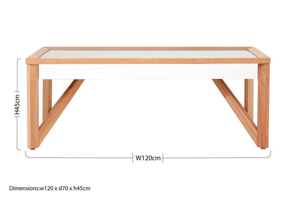 Orsina Kensington Townhouse Mirrored Glass & Natural Beech Coffee Table