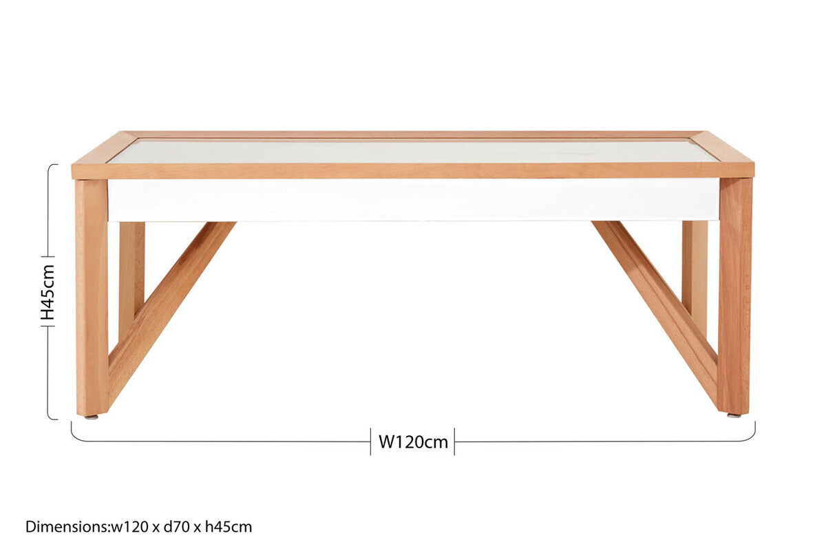 Orsina Kensington Townhouse Mirrored Glass & Natural Beech Coffee Table