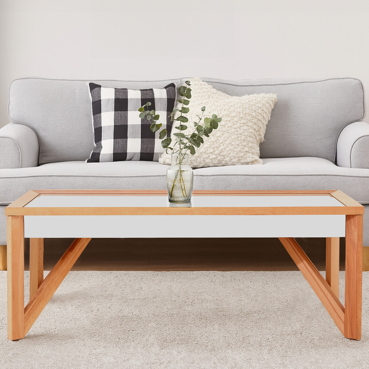 Orsina Kensington Townhouse Mirrored Glass & Natural Beech Coffee Table
