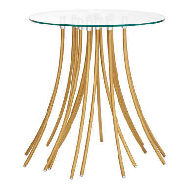 Orsina Kensington Townhouse Glass Side Table – Gold Tree Root Base