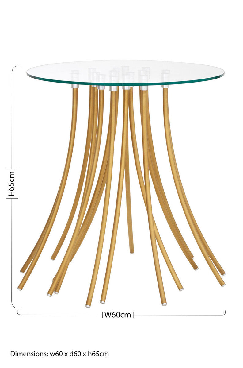 Orsina Kensington Townhouse Glass Side Table – Gold Tree Root Base
