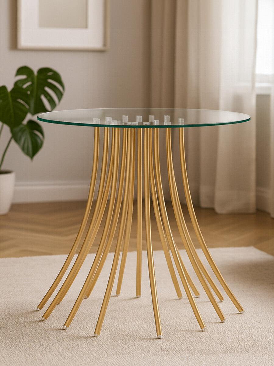 Orsina Kensington Townhouse Glass Side Table – Gold Tree Root Base