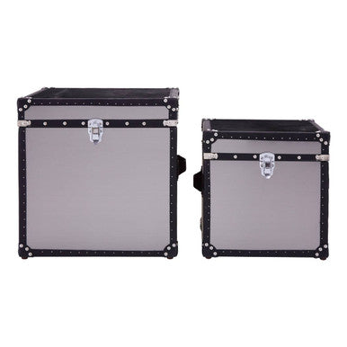 Orsina Kensington Cowhide Storage Trunk Set – Black and White Leather