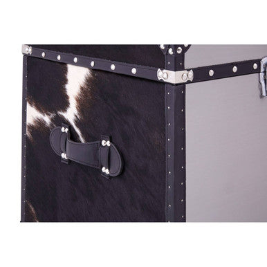 Orsina Kensington Cowhide Storage Trunk Set – Black and White Leather