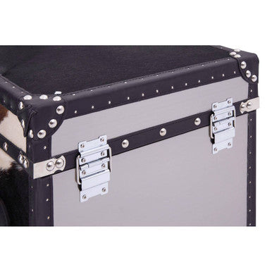 Orsina Kensington Cowhide Storage Trunk Set – Black and White Leather