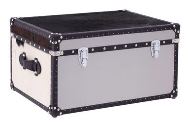 Orsina Kensington Cowhide Storage Trunk | Black and White Leather