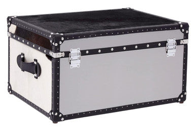 Orsina Kensington Cowhide Storage Trunk | Black and White Leather