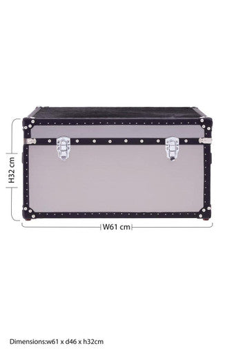 Orsina Kensington Cowhide Storage Trunk | Black and White Leather