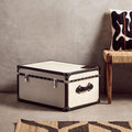 Orsina Kensington Cowhide Storage Trunk | Black and White Leather