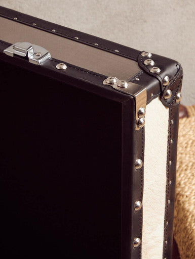 Orsina Kensington Cowhide Storage Trunk | Black and White Leather