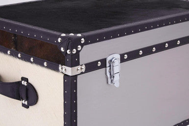 Orsina Kensington Cowhide Storage Trunk | Black and White Leather