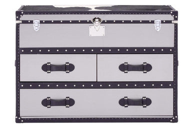 Orsina Kensington Cowhide 3 Drawer Cabinet | Black & White Leather