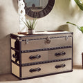 Orsina Kensington Cowhide 3 Drawer Cabinet | Black & White Leather