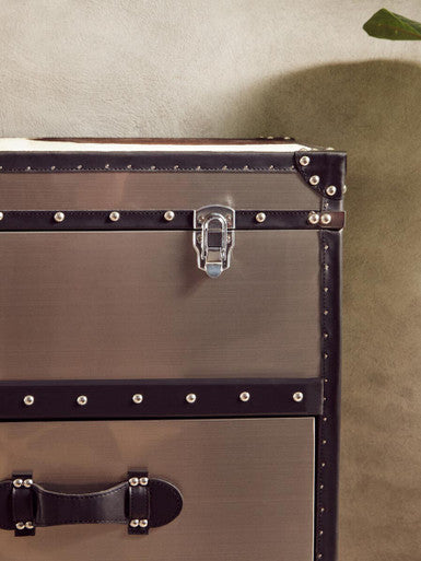 Orsina Kensington Cowhide 3 Drawer Cabinet | Black & White Leather