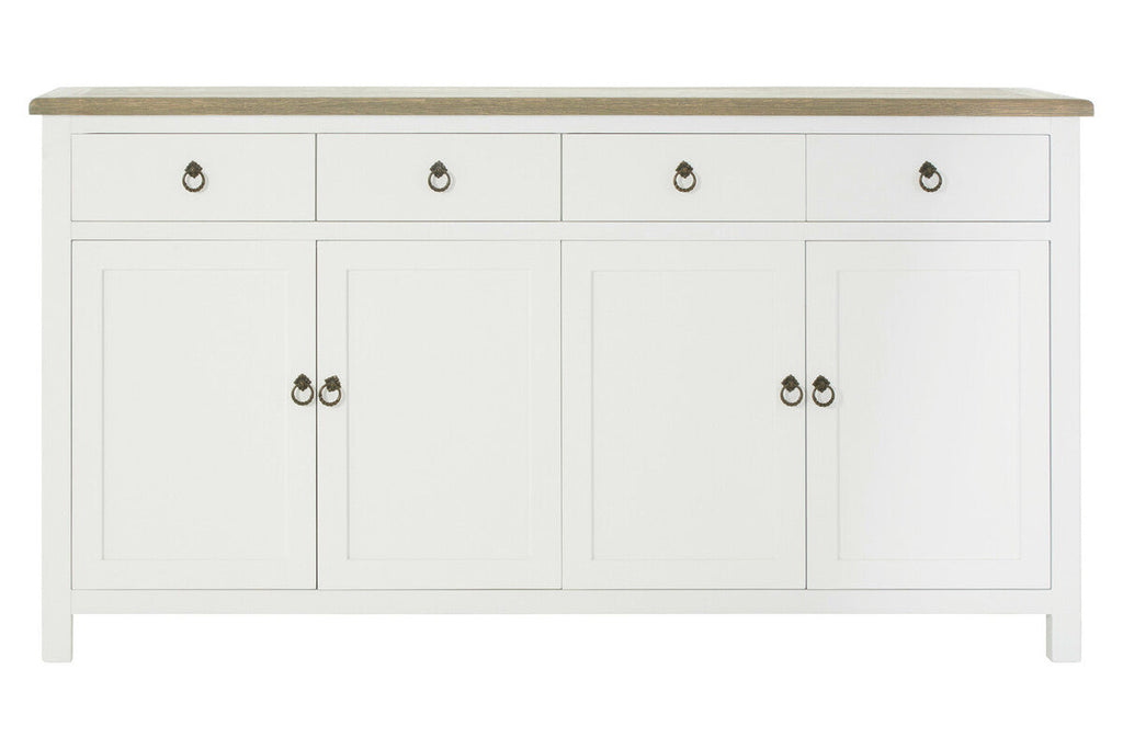Orsina Hampstead 4-Door Sideboard – White & Oak Storage Cabinet