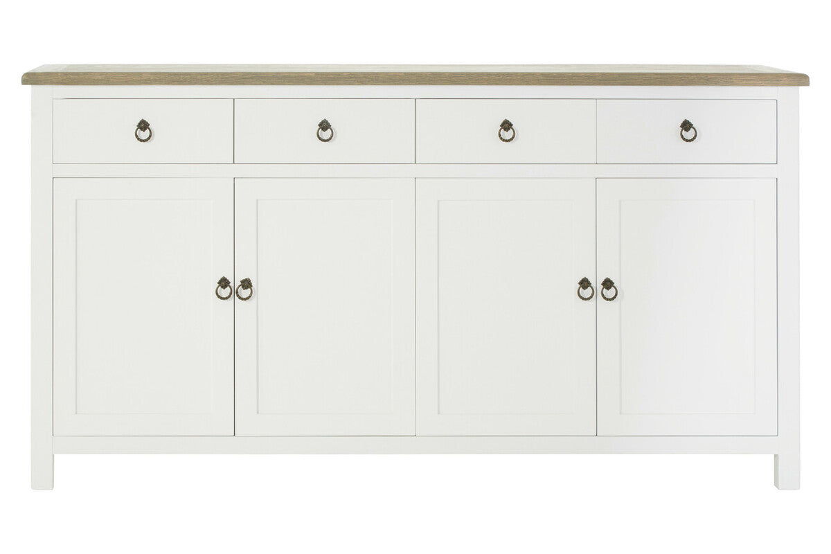 Orsina Hampstead 4-Door Sideboard – White & Oak Storage Cabinet