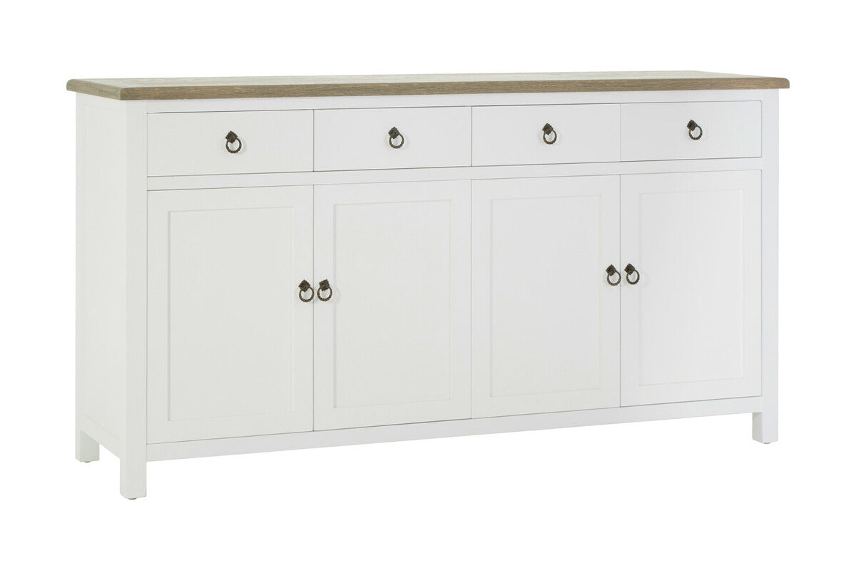 Orsina Hampstead 4-Door Sideboard – White & Oak Storage Cabinet