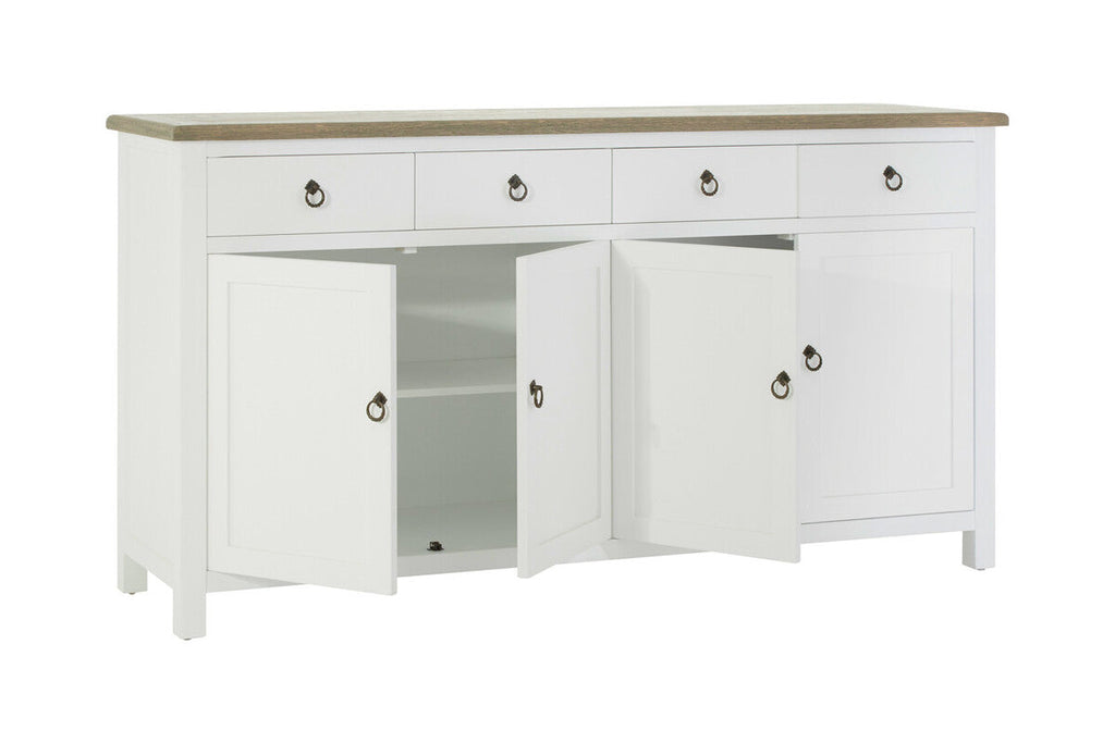 Orsina Hampstead 4-Door Sideboard – White & Oak Storage Cabinet