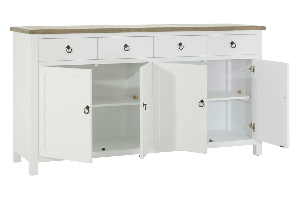 Orsina Hampstead 4-Door Sideboard – White & Oak Storage Cabinet