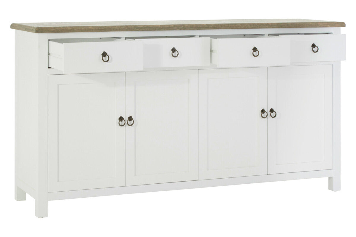 Orsina Hampstead 4-Door Sideboard – White & Oak Storage Cabinet
