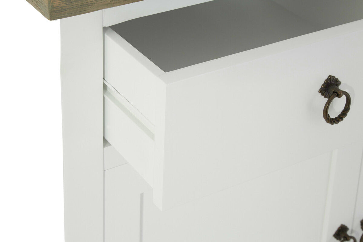 Orsina Hampstead 4-Door Sideboard – White & Oak Storage Cabinet