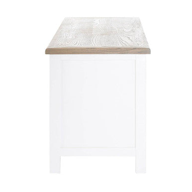 Orsina Hampstead Media Unit – White Birchwood TV Stand with Oak Top