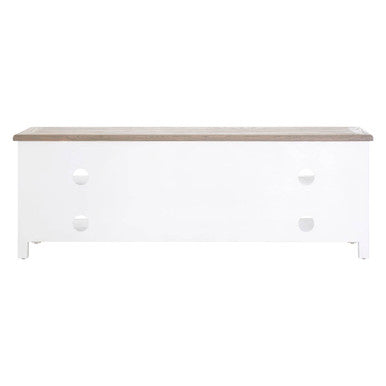 Orsina Hampstead Media Unit – White Birchwood TV Stand with Oak Top