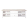 Orsina Hampstead Media Unit – White Birchwood TV Stand with Oak Top