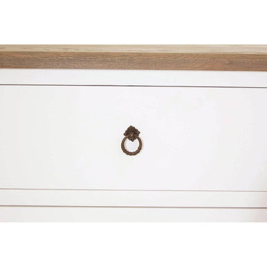 Orsina Hampstead Media Unit – White Birchwood TV Stand with Oak Top