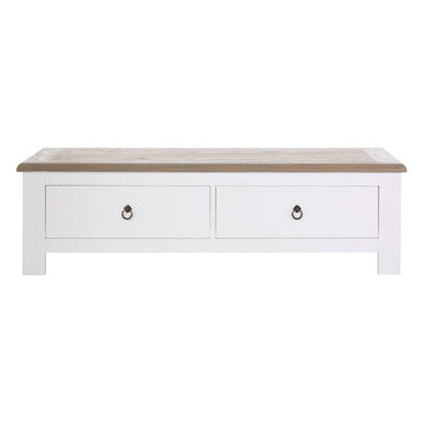 Orsina Hampstead Coffee Table – White Wood with 2 Storage Drawers