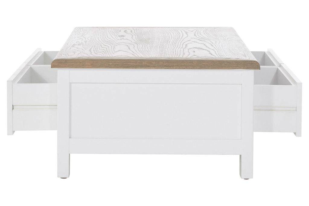 Orsina Hampstead Coffee Table – White Wood with 2 Storage Drawers