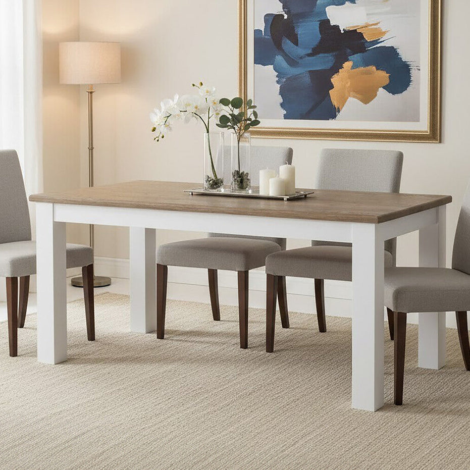 Orsina Hampstead White Dining Table with Golden Oak Effect Top