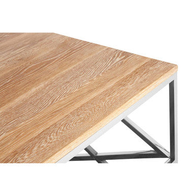 Orsina Chiswick Oak Wood Coffee Table with Polished Stainless Steel