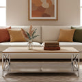 Orsina Chiswick Oak Wood Coffee Table with Polished Stainless Steel
