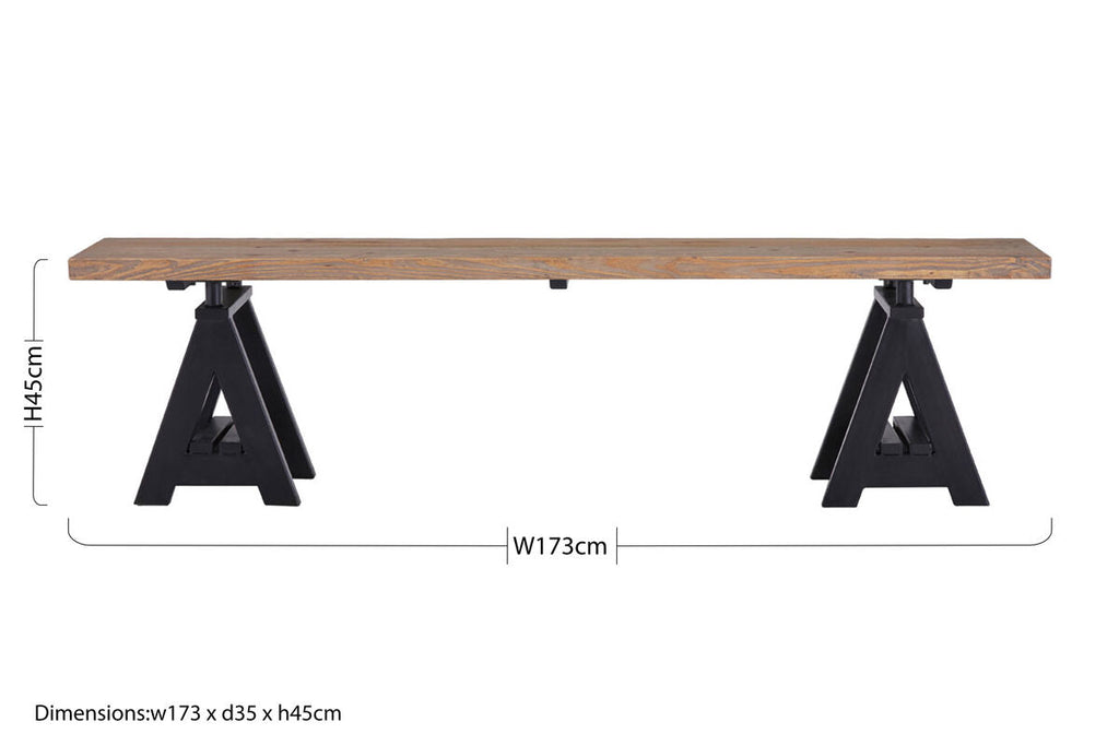 Orsina Hampstead Pine Wood Dining Bench – Industrial Iron Trestle