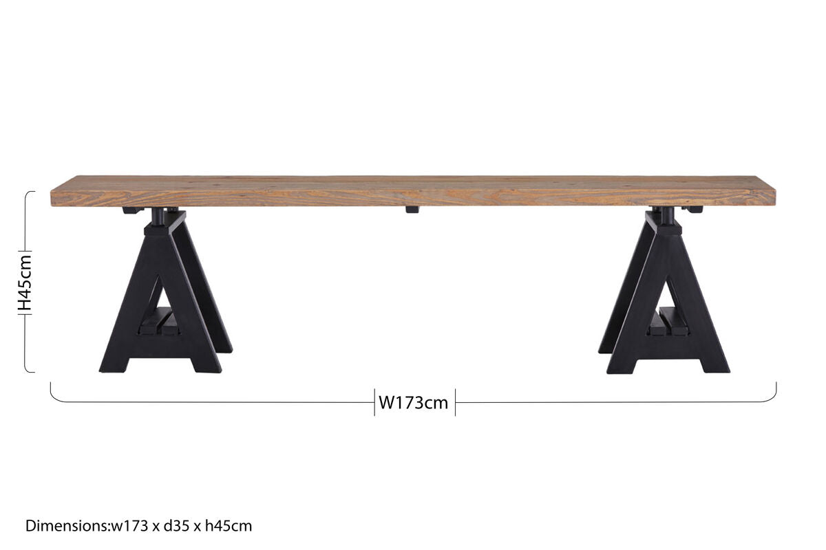 Orsina Hampstead Pine Wood Dining Bench – Industrial Iron Trestle
