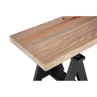 Orsina Hampstead Pine Wood Dining Bench – Industrial Iron Trestle