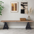 Orsina Hampstead Pine Wood Dining Bench – Industrial Iron Trestle