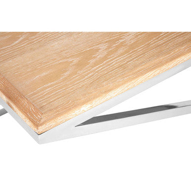 Orsina Holland Oak Coffee Table with Steel Legs and 2 Serving Trays