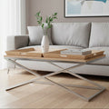Orsina Holland Oak Coffee Table with Steel Legs and 2 Serving Trays