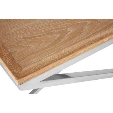 Orsina Holland Park Console Table – Golden Oak Wood & Polished Steel