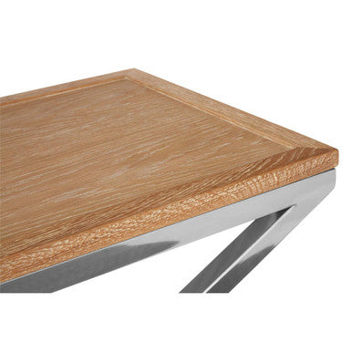 Orsina Holland Park Console Table – Golden Oak Wood & Polished Steel